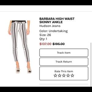 Black and white striped Hudson jeans